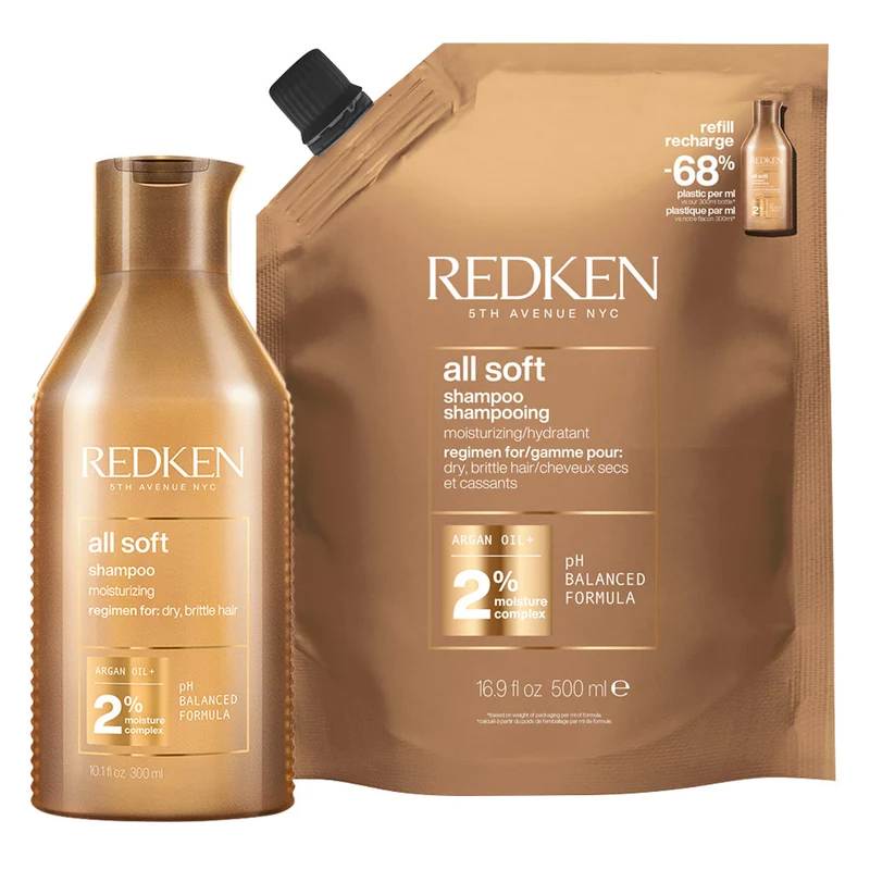 Redken All Soft Shampoo 300ml + Refill 500ml