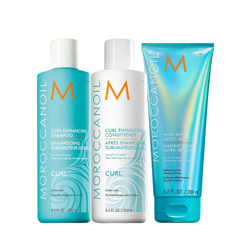 Moroccanoil Curl Enhancing Shampoo 250ml Conditioner 250ml High Shine Gloss Mask 200ml