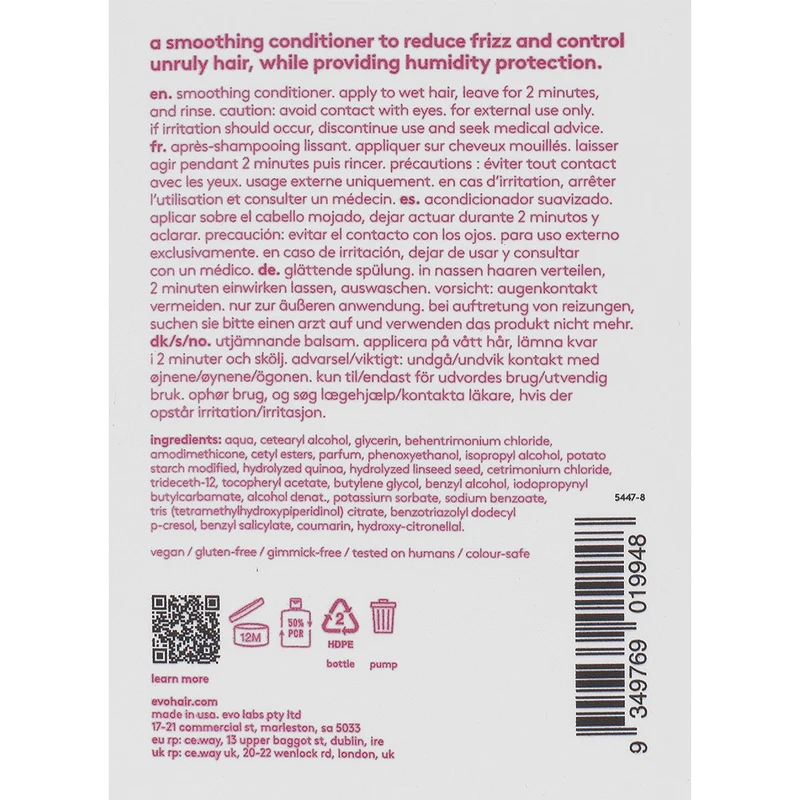 Evo Smooth Mane Tamer Smoothing Conditioner 300ml - après-shampoing anti-frisottis