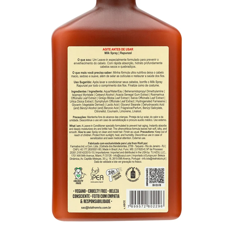 Lola From Rio Rapunzel Milk Spray 250ml - conditionneur sans rinçage antichute