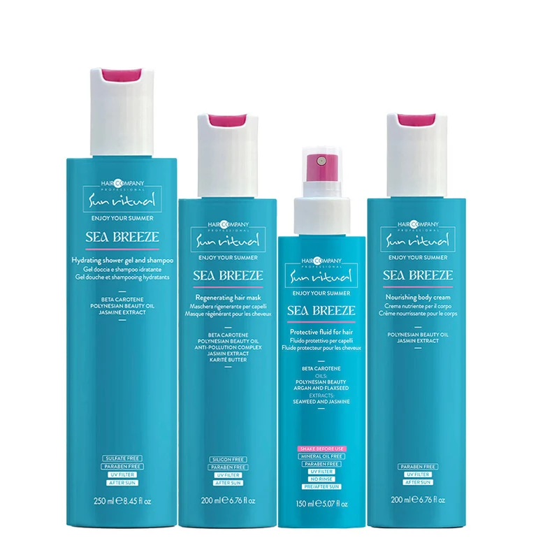Hair Company Sea Breeze Hydrating Shower Gel Shampoo 250ml Mask 200ml Protective Fluid 150ml Body Cream 200ml