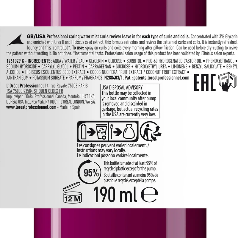 L’Oréal Professionnel Curl Expression Reviver Spray 190ml - spray revitalisant boucles