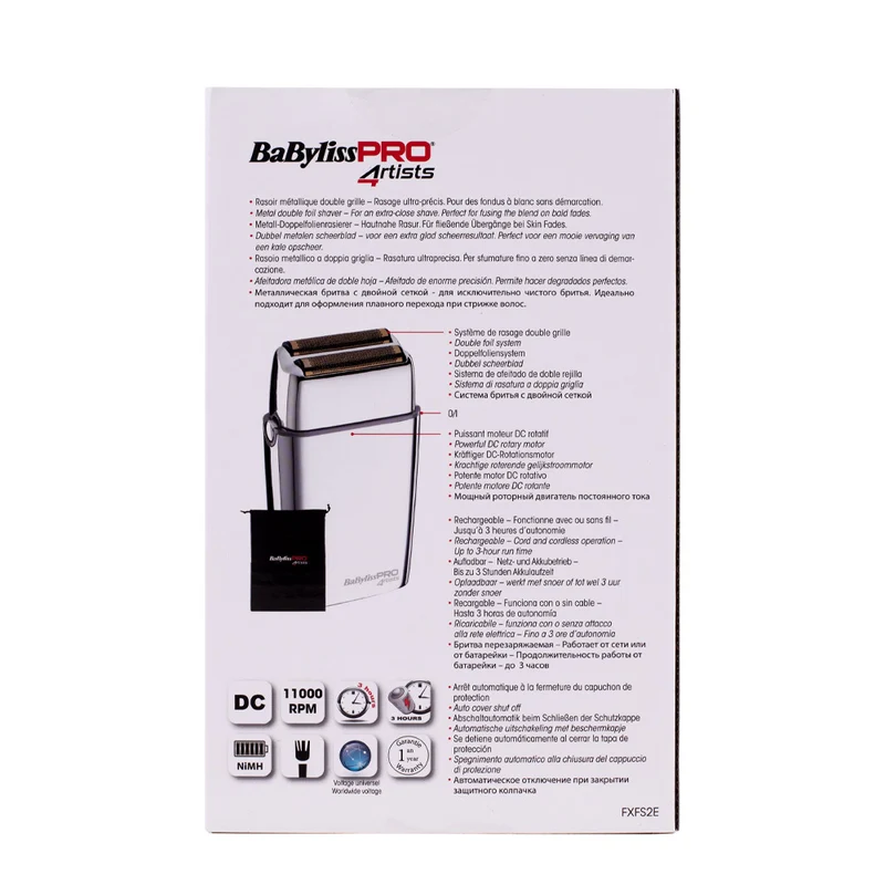 Babyliss Pro 4Artist Double Foil Metal Shaver Silver FXFS2E - rasoir de finition en métal