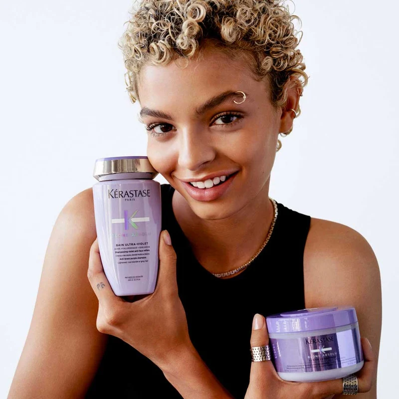 Kerastase Blond Absolu Bain ultra violet 250ml - shampooing anti jaune pour cheveux blonds, gris, blancs et platinés