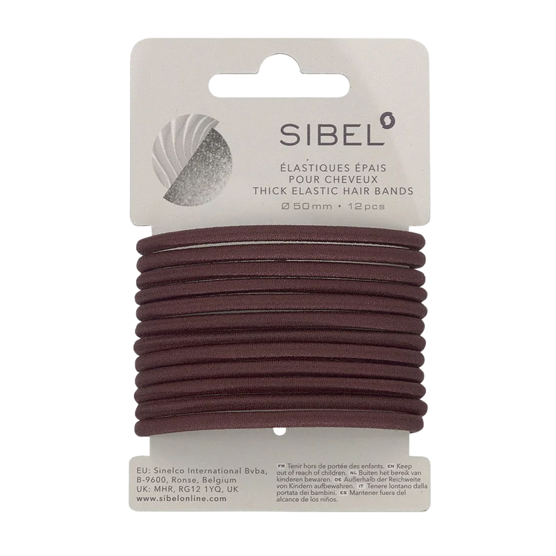 SIBEL Elastique pour cheveux brun Epais 12pcs