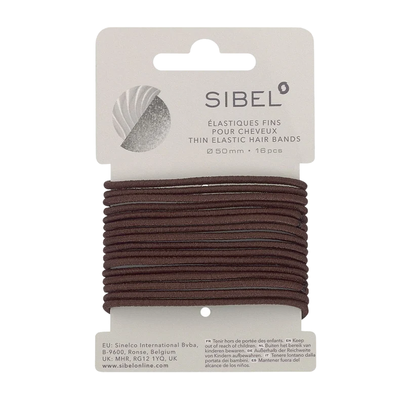SIBEL Elastiques pour cheveux Marron Mince 16pcs