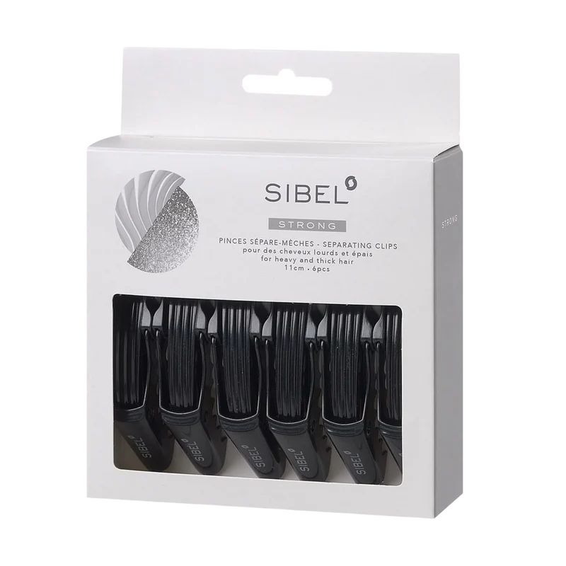 PINCES SÉPARE-MÈCHES STRONG XL 11CM 6PCS NOIR