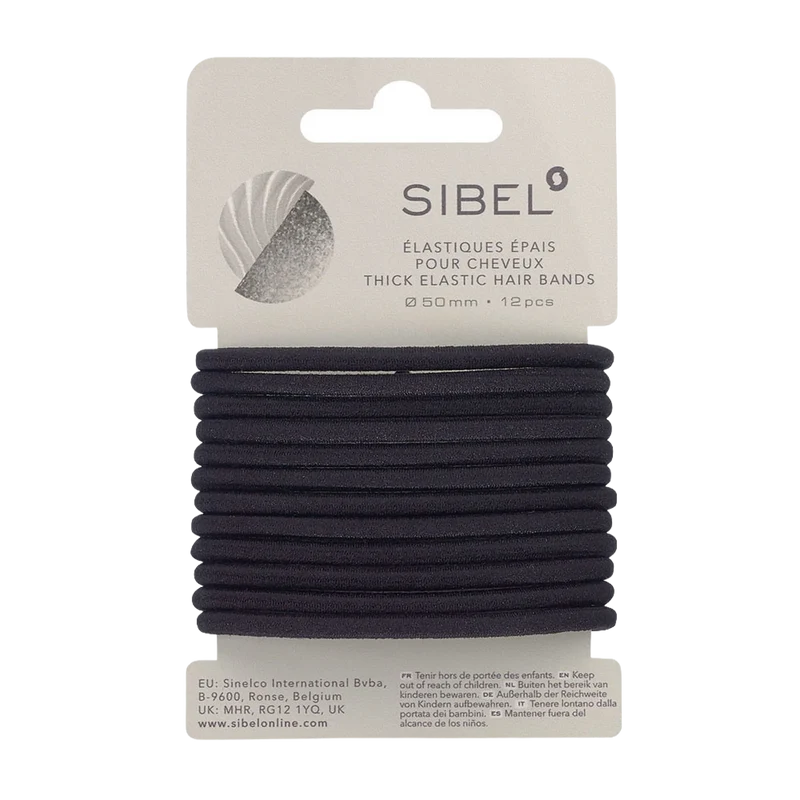 SIBEL Elastiques pour cheveux noirs Epais 12pcs