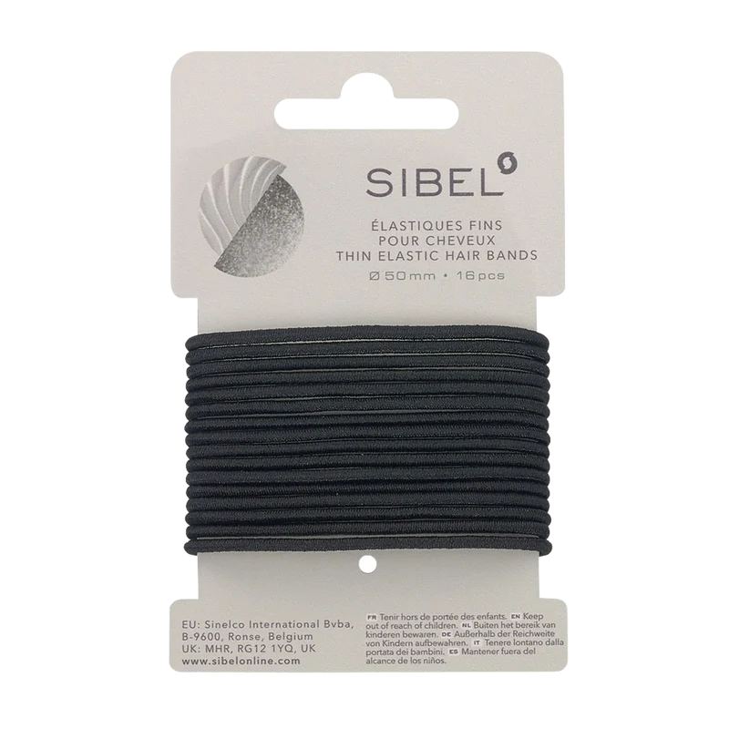 SIBEL Elastiques pour cheveux Noirs Mince 16pcs