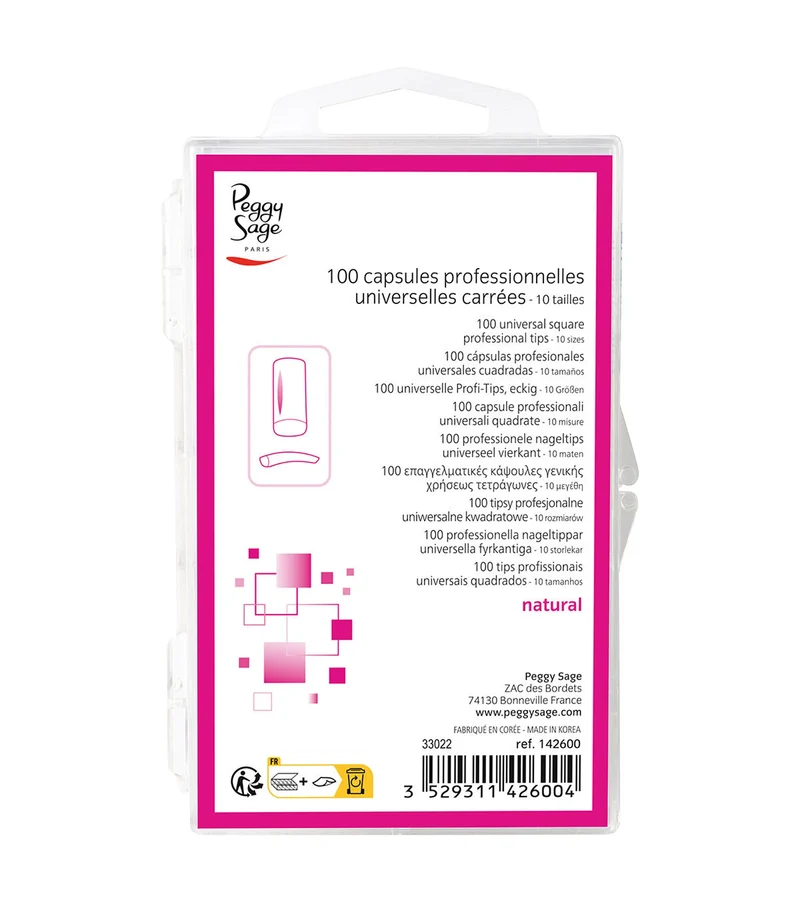 100 capsules professionnelles universelles carrées