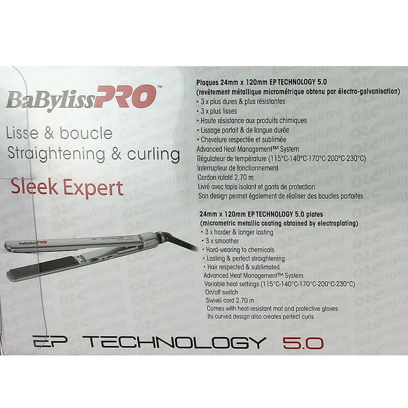Pince à lisser Nano Sleek EP Technology 5.0, Ref BAB2072EPE