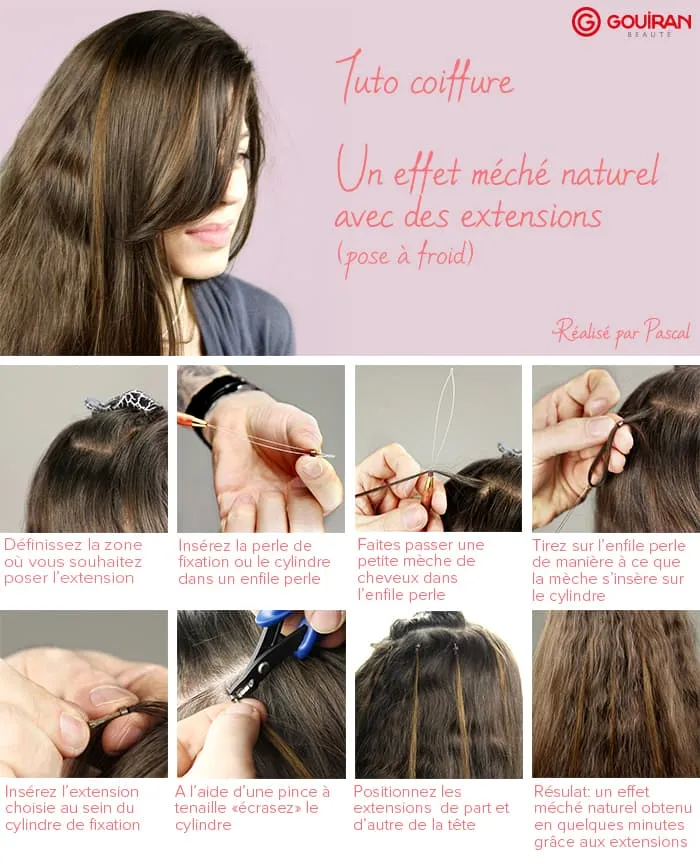 10 mèches extensions naturelles pose à froid