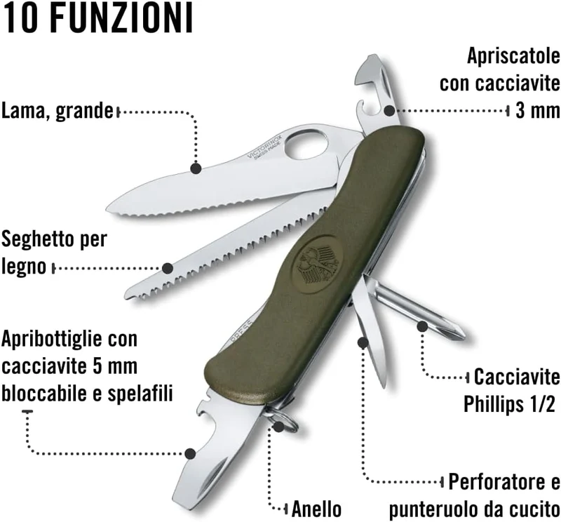 Multiuso - Trailfinder Esercito - Coltello del soldato / Verde