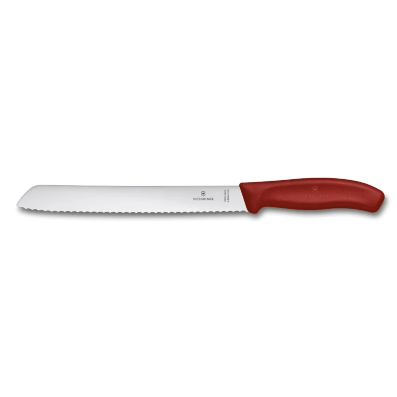 Coltello pane ondulato manico Rosso blister - Swiss Classic