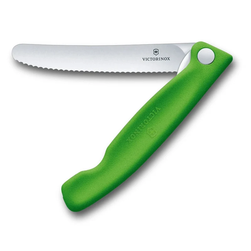 Coltello tavola ondulato pieghevole - manico verde