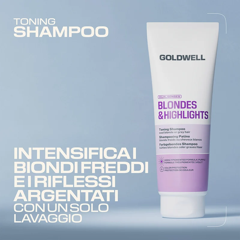 Goldwell Dualsenses Blonde & Highlights Toning Shampoo Purple 250ml - shampoo tonifiant cheveux blonds