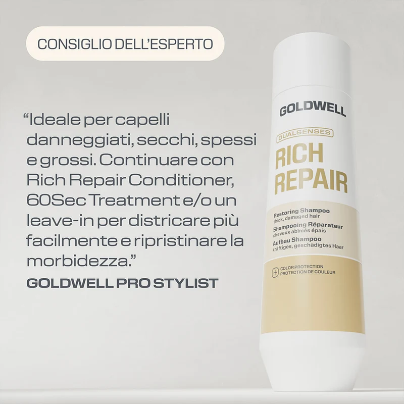 Goldwell Dualsenses Rich Repair Restoring Shampoo 250ml - shampoo cheveux abîmés