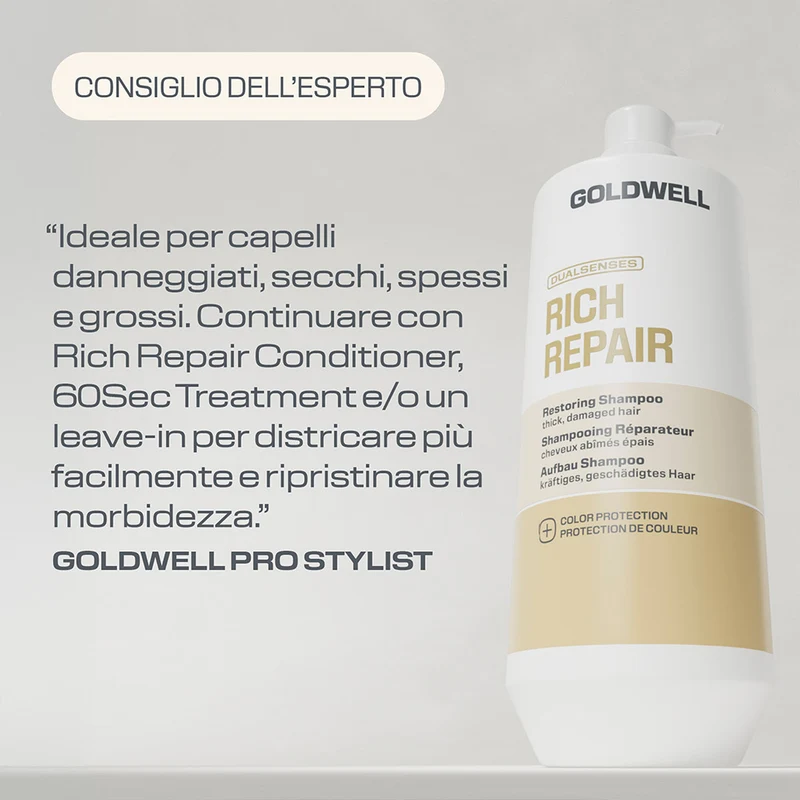 Goldwell Dualsenses Rich Repair Restoring Shampoo 1000ml - shampoo cheveux abîmés
