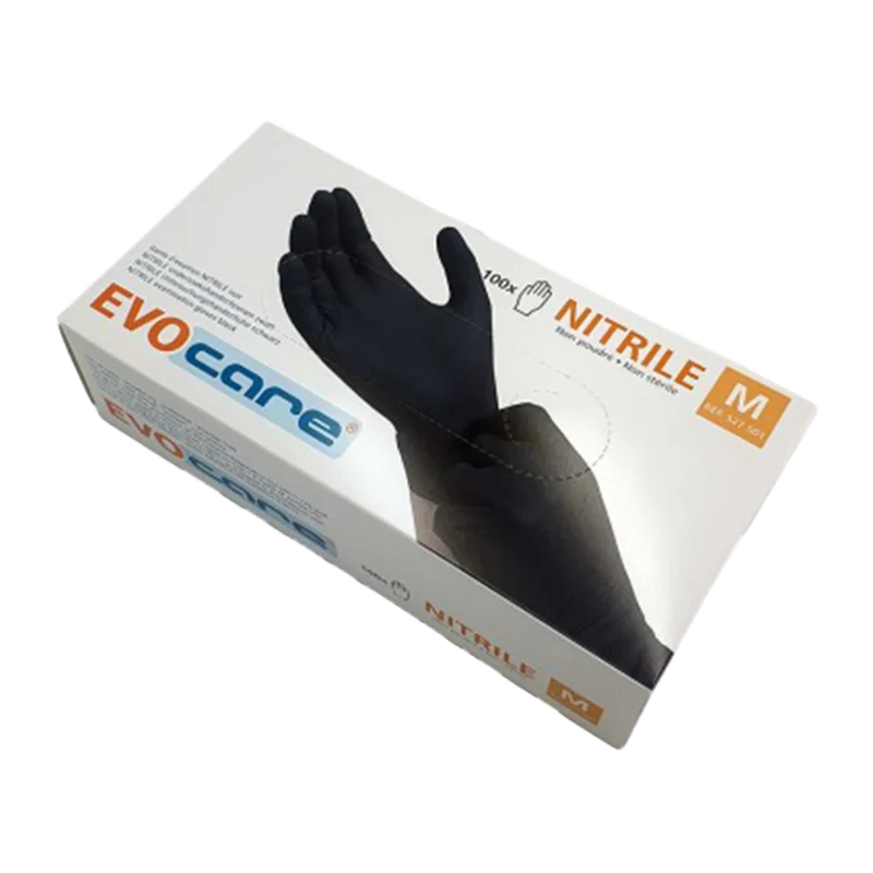 Gants Nitrile Noir taille M non poudré x 100p