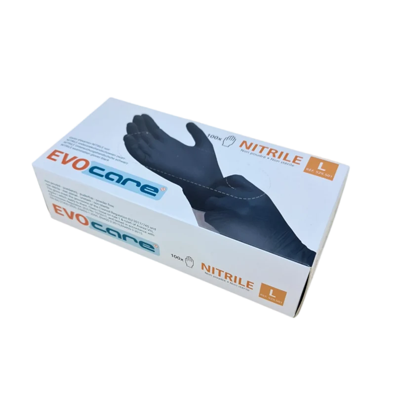 Gants Nitrile Noir taille L non poudré x 100p