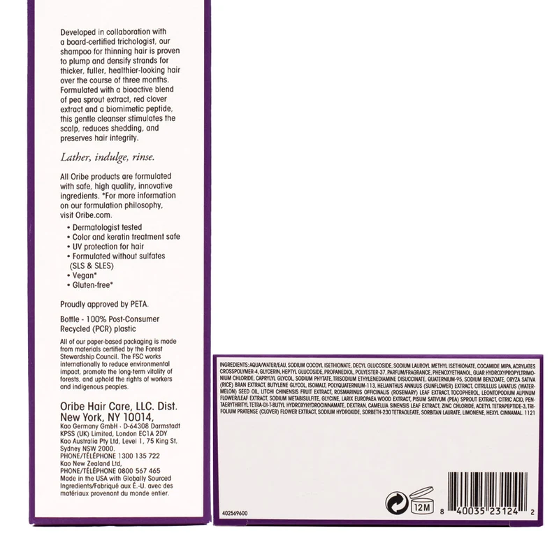 Oribe Serene Scalp Densyfing Shampoo 250ml - shampoing épaississant cheveux clairsemés