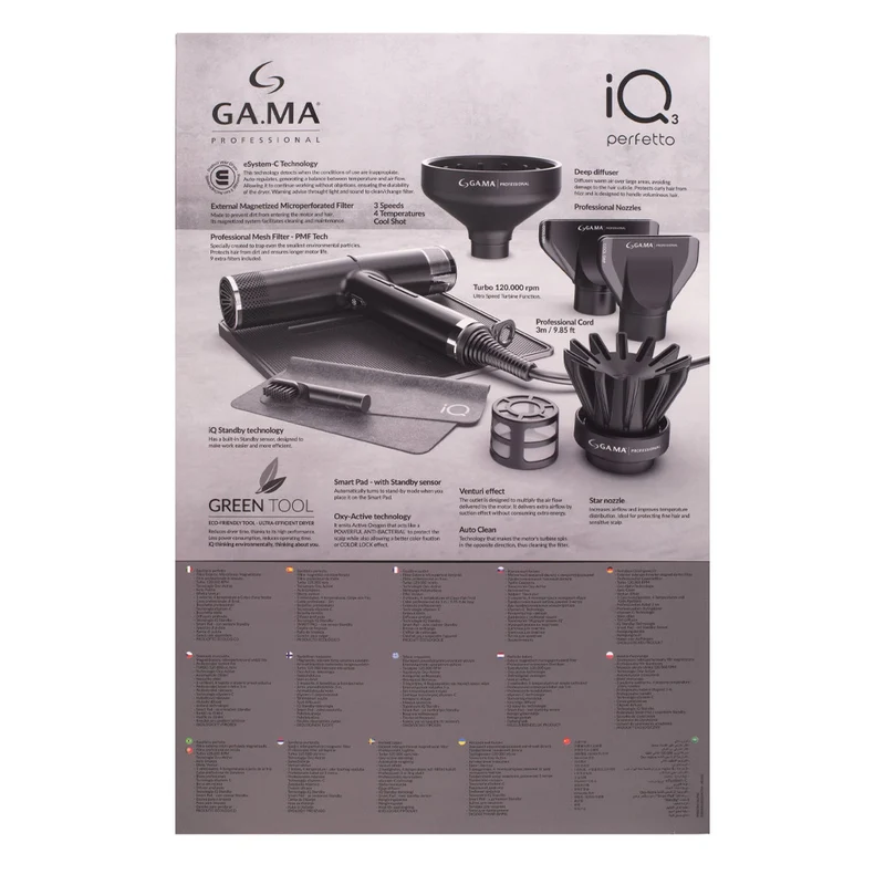 Ga.ma Professional IQ3 Perfetto Noir - sèche-cheveux
