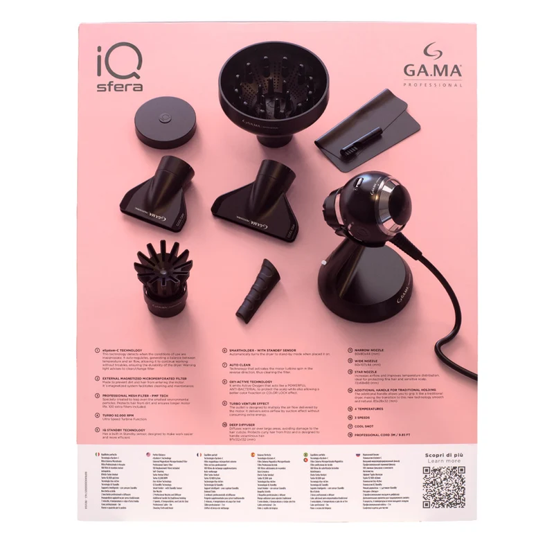 Ga.ma Professional IQ Sfera Noir - sèche-cheveux sphérique