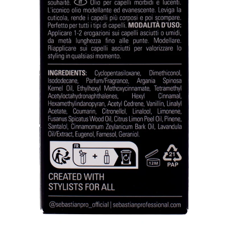 Sebastian Professional Dark Oil Smooth & Shine Styling Oil 100ml - huile brillance anti-frisottis
