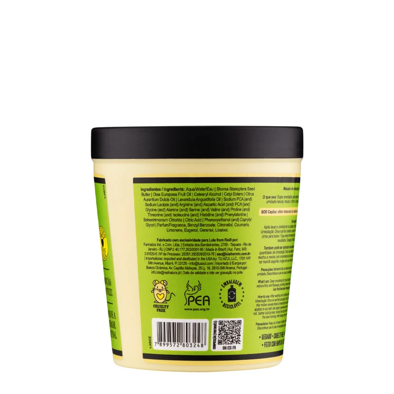 Lola From Rio Umectação Oliva Deep Nourishing Máscara 450gr- masque super hydratant cheveux secs et abîmés