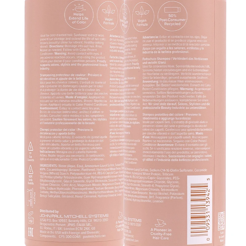 Paul Mitchell Color Protect Shampoo 300ml - shampooing quotidien pour cheveux colorés