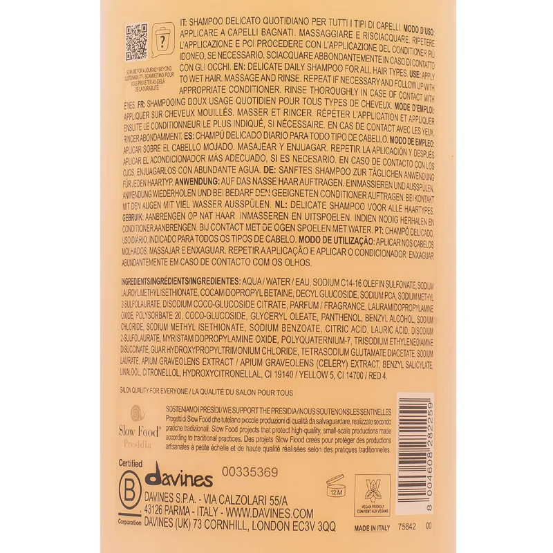 Davines Essential HairCare Dede Shampoo 1000ml - shampooing délicat quotidien