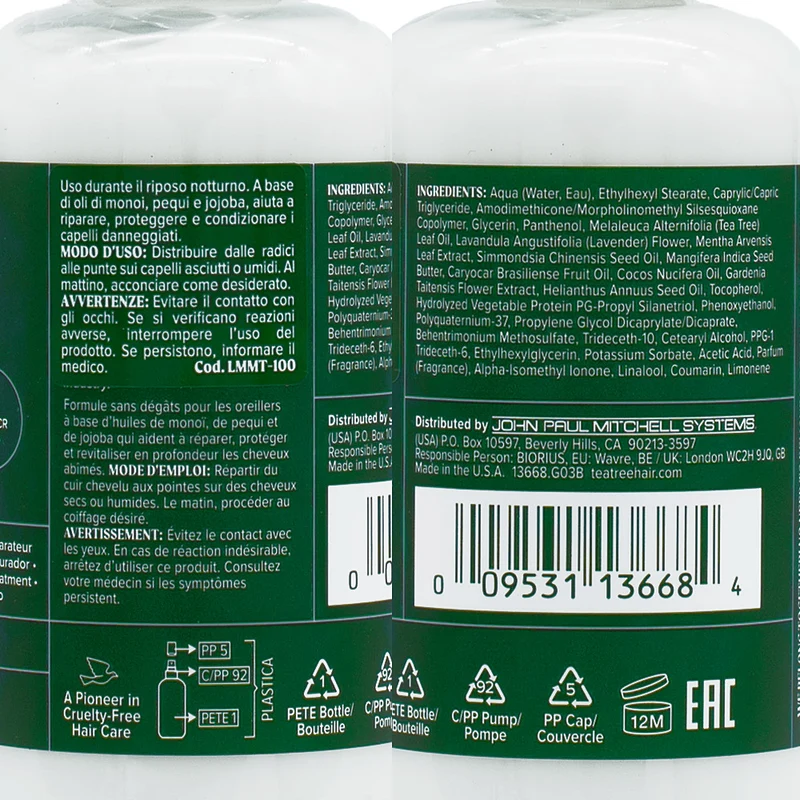 Paul Mitchell Tea Tree Lavender Mint Overnight Moisture Therapy 100ml - soin restructurant sans rinçage