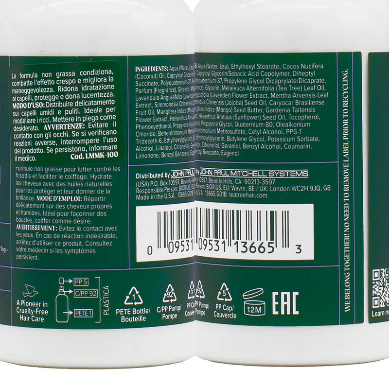 Paul Mitchell Tea Tree Lavender Mint Moisture Milk 100ml - lait hydratant pour boucles et vagues