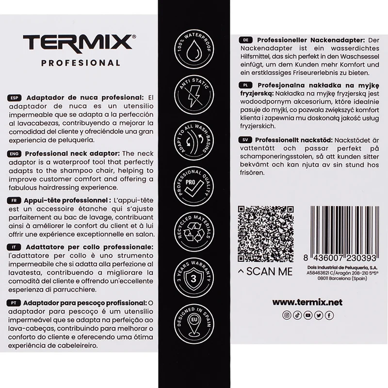 Termix Protège-Nuque en Caoutchouc pour Bacs 2 Pièces - protège-nuque professionnel pour bacs à shampoing