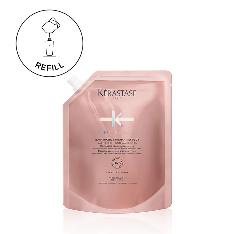 Kérastase Chroma Absolu Bain Riche Chroma Respect Eco- Refill 500ml - recharge shampooing cheveux colorés et épais