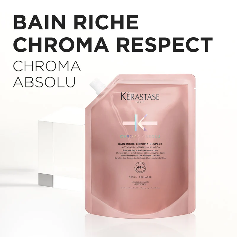 Kérastase Chroma Absolu Bain Riche Chroma Respect Eco- Refill 500ml - recharge shampooing cheveux colorés et épais