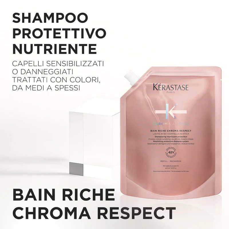 Kérastase Chroma Absolu Bain Riche Chroma Respect Eco- Refill 500ml - recharge shampooing cheveux colorés et épais