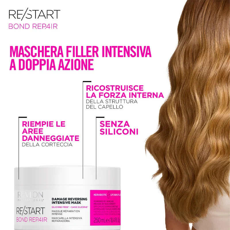 Revlon Restart Bond Repair Mask 250ml - masque réparateur intensif pour cheveux abîmés