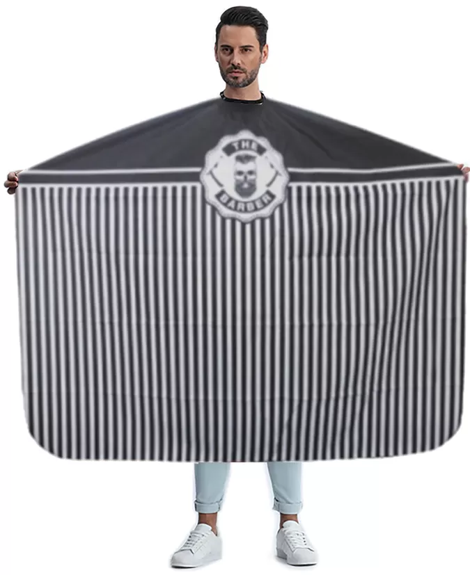 Maxi Cape Salon de Coiffure Barber - Gris Rayé, 160 x 140 cm