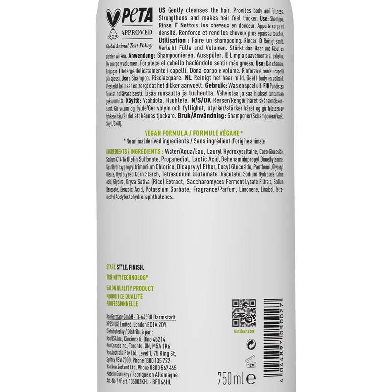 KMS Add Volume Shampoo 750ml - shampooing volumisant cheveux fins à moyens