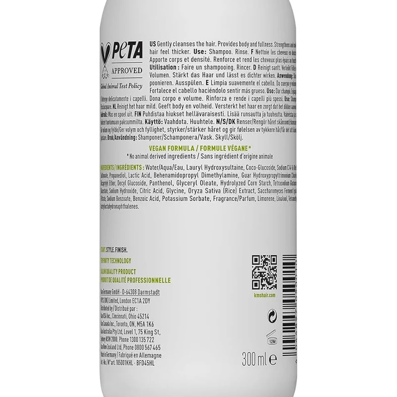KMS Add Volume Shampoo 300ml - shampooing volumisant cheveux fins à moyens