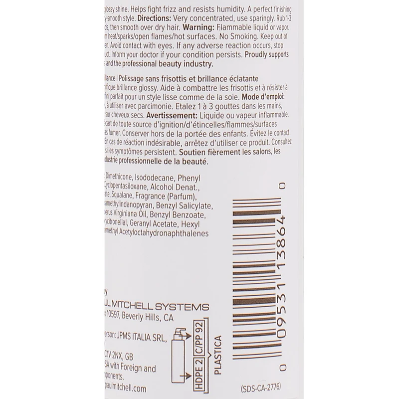 Paul Mitchell Smooth Gloss Drops 75ml – sérum final anti-frisottis haute définition