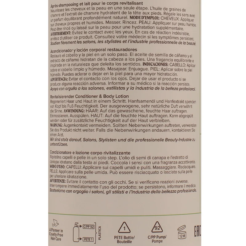 Paul Mitchell Tea Tree Hemp Restoring Conditioner & Body Lotion 1000ml - soin 2 en 1 hydratant et revitalisant