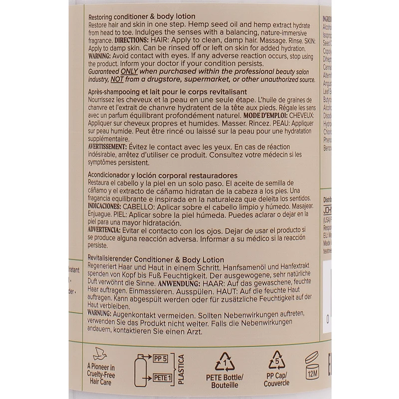 Paul Mitchell Tea Tree Hemp Restoring Conditioner & Body Lotion 300ml - soin 2 en 1 hydratant et revitalisant