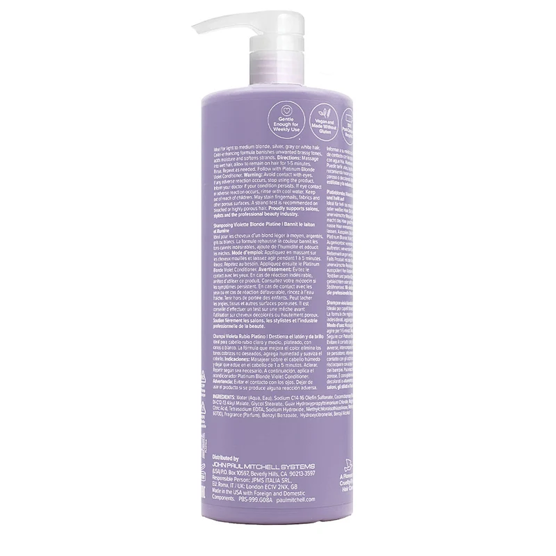 Paul Mitchell Platinum Blonde Violet Shampoo 1000ml - shampooing cheveux blonds