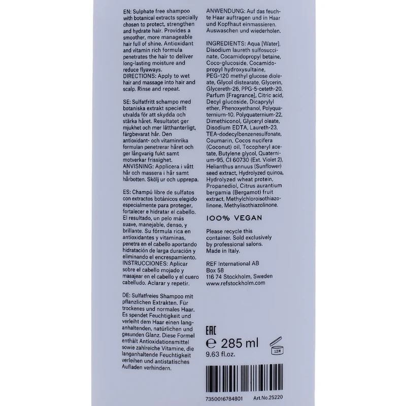 Stockholm Sweden Ref Intense Hydrate Shampoo 285ml - shampooing hydratant intense