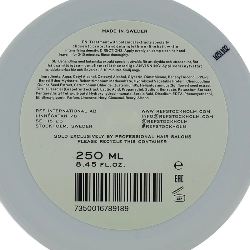 Stockholm Sweden Ref Weightless Volume Masque 250ml - masque volumisant