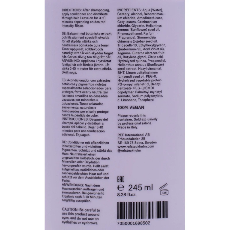 Stockholm Sweden Ref Cool Silver Conditioner 245ml - après-shampoing pour cheveux blonds