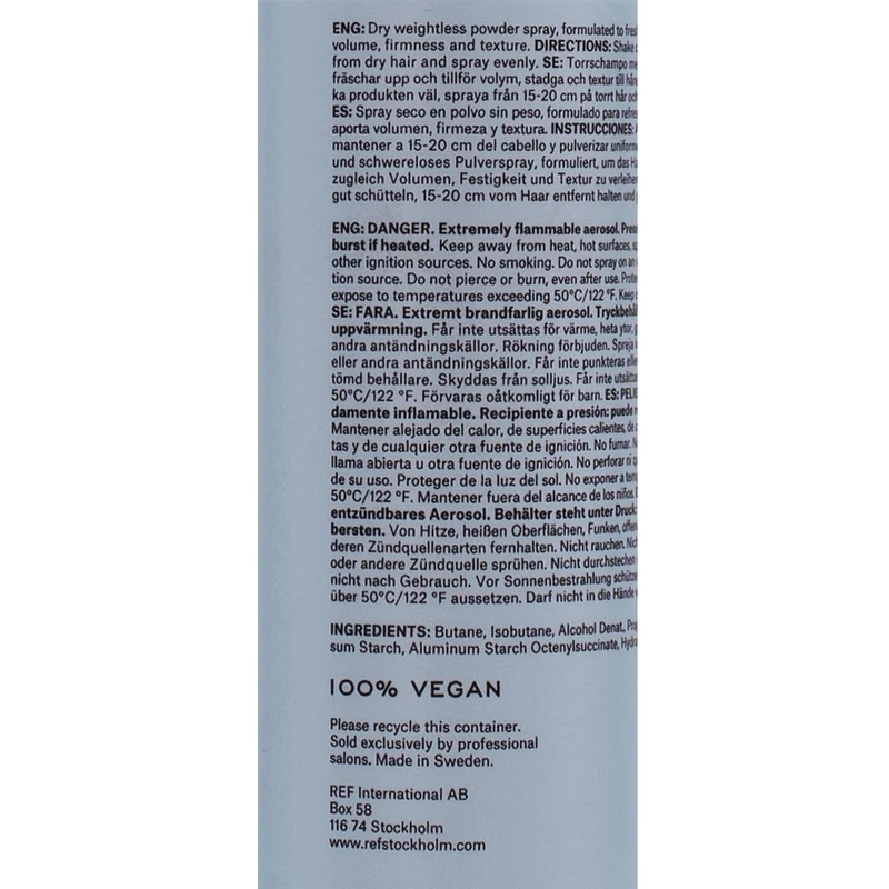 Stockholm Sweden Ref Dry Shampoo N°204 75ml - shampooing sec
