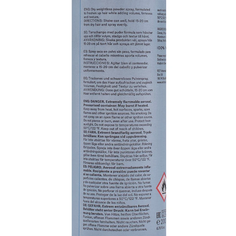 Stockholm Sweden Ref Dry Shampoo N°204 200ml - shampooing sec
